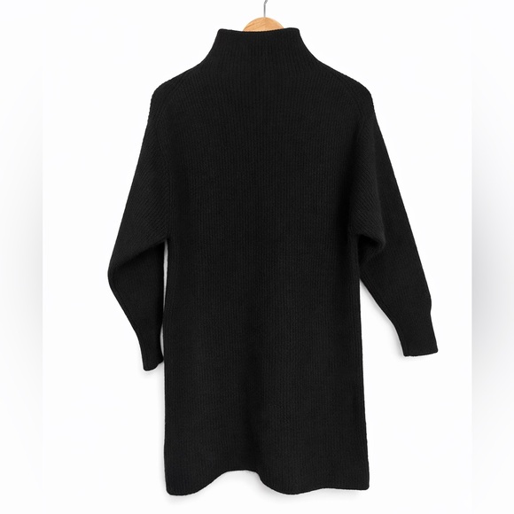 Quince Dresses & Skirts - Quince Merino Wool Ribbed Sweater Dress Black Mock Neck Mini M